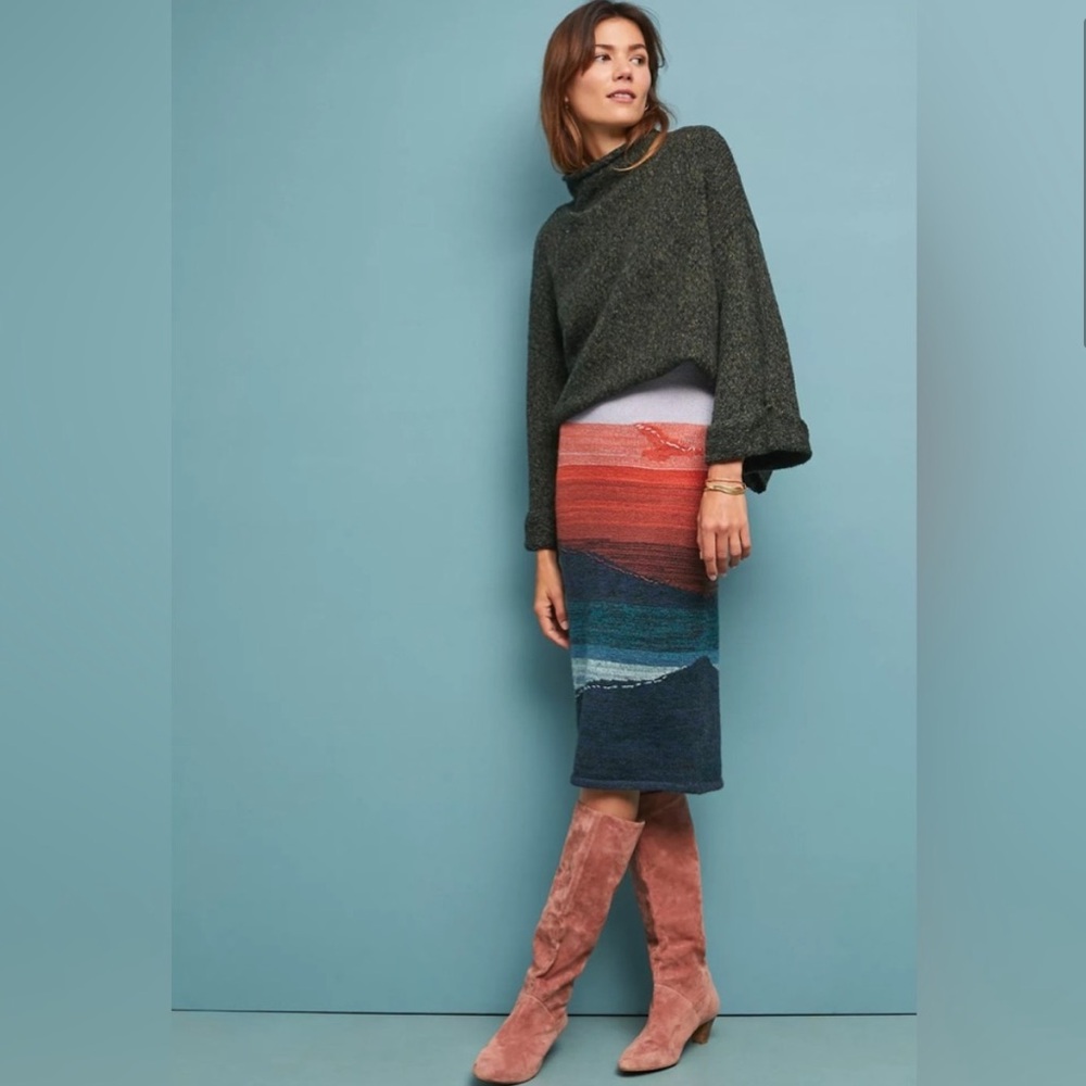 ANTHROPOLOGIE MOTH ALPACA Blend Meadowbound Pullover Mock Neck Pullover